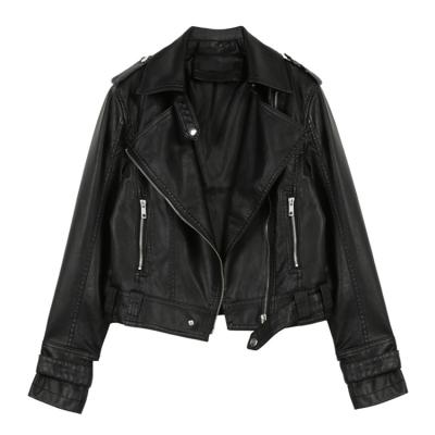 China High Quality Raw Luxury Comfy Black Leather Jacket Selling PU Waterproof Limiter For Women for sale