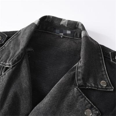 China Garment Wash Hot Selling Fashionable Handsome Men Jean Jacket Black Casual Excellent Quality for sale