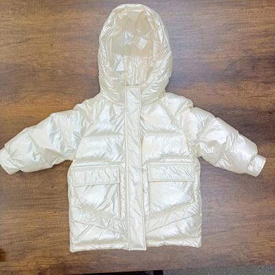 China Girls Cropped Hoodie Simple Fashionable Thick Waterproof Kids Winter Warmth Plain Down Jacket Coat With Pocket for sale