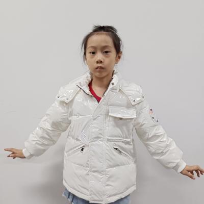 China Wholesale High Quality Girls Winter Fashion Shiny Striper Kids Raincoats Down Jacket Coat With Hooded for sale