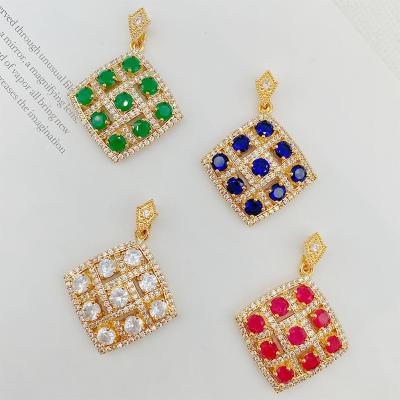 China Delicate Gold Plated Zircon Fashion Colorful Girl Pendant Custom Made Minimalist Trendy Large for sale