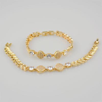 China Fashion Fashion Wedding Brass Gold Plated Women's AAA Zircon Bracelet for sale