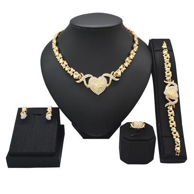 China Fashionable hot selling I love you xoxoxo color 18K gold plated women's love fashion jewelry set for sale