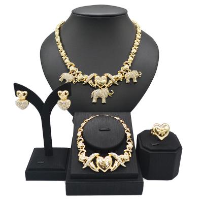 China 2021 Fashion New Trendy Gold Plated 18K Elephant XOXO Women's Jewelry Set for sale