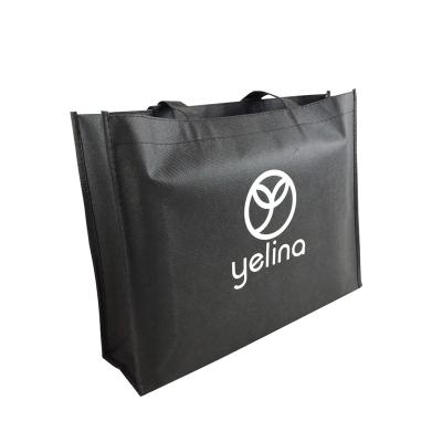 China Black Non Woven Bag Handled Logo Printed Promotional Reusable Carry Custom Tote Non Woven Shopping Bag for sale