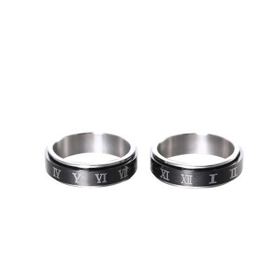 China European Appearance Simple Titanium Roman and American Style Stainless Steel Men's Exquisite Creative Rotating Ring for sale