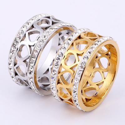 China Best Selling CLASSIC Style Stainless Steel Heart Shaped Jewelry With Diamond Titanium Steel Ring for sale