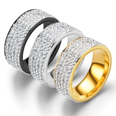 China FASHIONABLE Jewelry Titanium Stainless Steel Clay Steel Five Rows Of Diamond Rings for sale