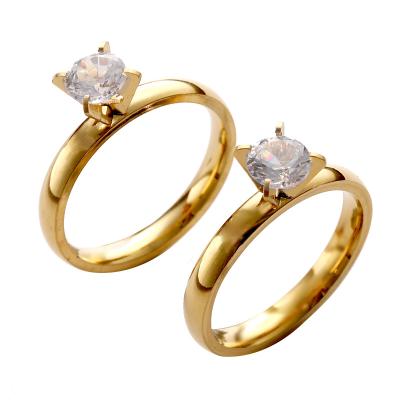 China CLASSIC Simple Couples Engagement Wedding Hand-Studded Ring for sale