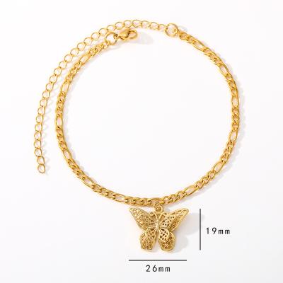 China Long Color Keeping European and American Fashion Simple 18K Gold Bohemian Titanium Steel Butterfly Couple Stainless Steel Bracelet for sale