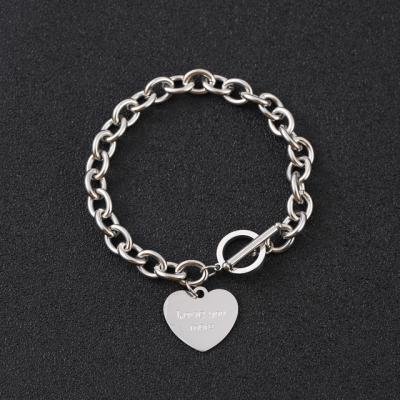 China No Rust Single Heart Titanium Stainless Steel Couples Love Bracelet for sale