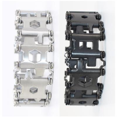 China Long color keeping simple and practical outdoor sports field survival titanium steel multi-tool couple stainless steel bracelet for sale