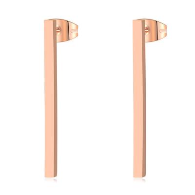 China Long Color Now New Product Launched In Europe And America Popular Shiny Long Band Rose Gold Couple Titanium Steel Earrings for sale