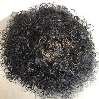 China Natural Thin Wave 80% Density Curly Hairpiece For Man Hair Freestyle Hairpiece Custom Made Hairpiece For Men for sale