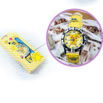 China Creative Yellow Boxed Pikachu Watch Box Cartoon Children's Day/Date Watch Lovely Wrist Watch Wristwatches for sale