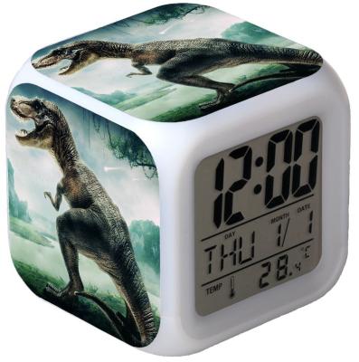 China Calendars Led Alarm Clock Dinosaur Desk Table Clock Glowing Electronic Digital Colorful Alarm Clock For Kids Toy Birthday Present Gift for sale