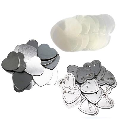 China 57X53MM metal heart button badge materials pin blank badge making accessory for heart button badge machine for sale