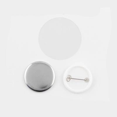 China high quality empty 3D tinplate material pins 32mm plastic back button badge component materials for sale