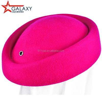 China Checked high quality soft 100% wool material air hostess luxury hat female stewsrdess hats for sale