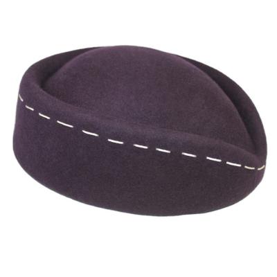 China Checked Wool Felt Career Hat Airline Stewardess Hat Stewardess Hat for sale