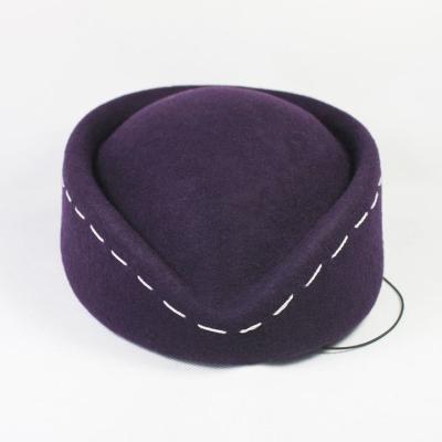 China Verified Design Your Own Woolen Airline Stewardess Cap Hats Handmade Fedora Uniform Wool Felt Pilot Hat for sale