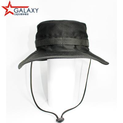 China High Quality Black Dobby Bucket Fisherman Hat With String for sale