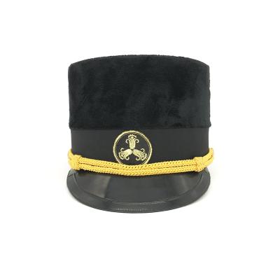 China Plush Wholesale Customized High Quality Black Doorman Hats Band Performance for sale