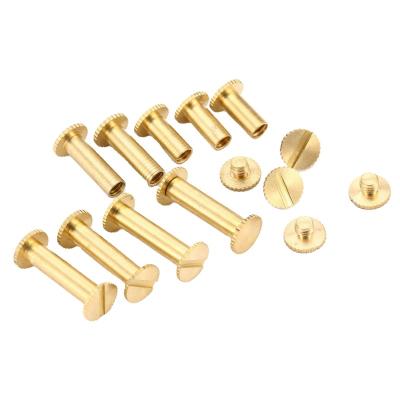 China Flat Brass Knurling Count Screw Side Lock Butt Book Binding Male Female Slotted Post Screws Chicago Wood Screw for sale