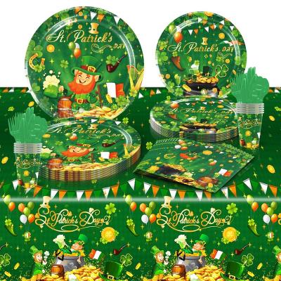 China St. Patrick's Festival St. Patrick's Day cutlery Paper plates Knife fork spoon Paper cups Paper towels tablecloth disposable party tableware set for sale