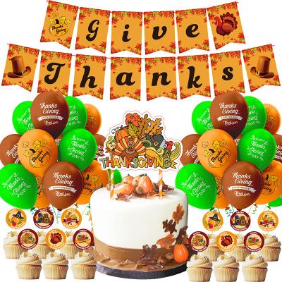 China Thanksgiving Thanksgiving theme Turkey pumpkin Maple leaf pull flag banner cake tag balloon party decoration supplies for sale