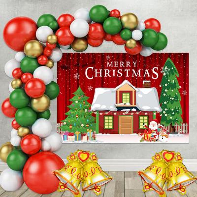 China Merry Christmas Christmas theme Santa Claus Christmas tree Snowman background Banner bell balloon Garland party decoration supplies for sale