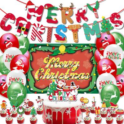 China Christmas party Merry Christmas Theme Santa Claus Christmas Tree Deer Party Decoration Set With Background Banner for sale