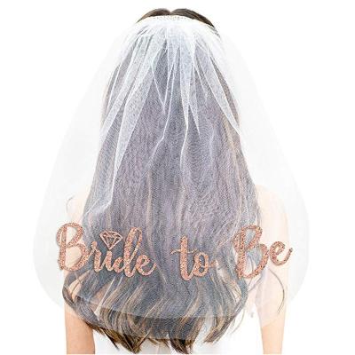 China Disposable Eco-friendly White Bride To Be Veil Bachelorette Party Supplies Bridal Shower Decoration Accessories Gift Engagement Decoration for sale