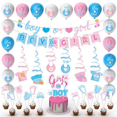 China Holiday Decorations Custom Gender Reveal Theme Party Decoration Set Boys And Girls Pull Flag Baby Shower Balloons Party Decoration for sale