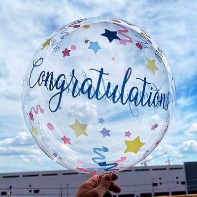 China Party Suppies Much Style Printing Happy Birthday Clear round Balloons Helium Transparent Bobo Balloons for sale