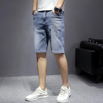 China Summer men's QUICK DRY jeans pants custom LOGO men's short jeans men's short jeans washed casual ripped pants for sale