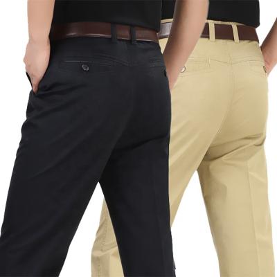 China Anti-Wrinkle Cotton Casual Pants For Men Middle Aged Straight Leg Straight Leg Business Casual Pants Men for sale