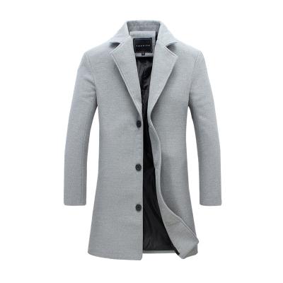 China Anti-wrinkle autumn fashion trench coat trim breasted men business casual solid color simple coat for sale