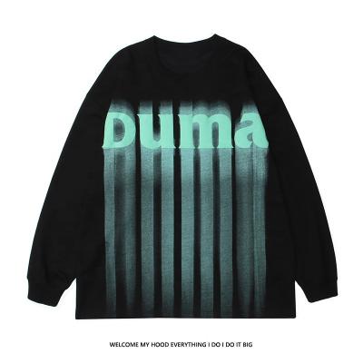 China Anti-Wrinkle OEM High Street Casual T-Shirts For Men Unisex Printed Letters Shapes Long Sleeves Round Neck T-shirt Shirts for sale