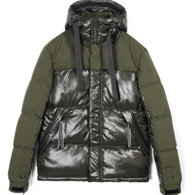 China Plus Size KEROSENE Winter Army Green Patchwork Color Block Bomber Jacket With Hoodie for sale