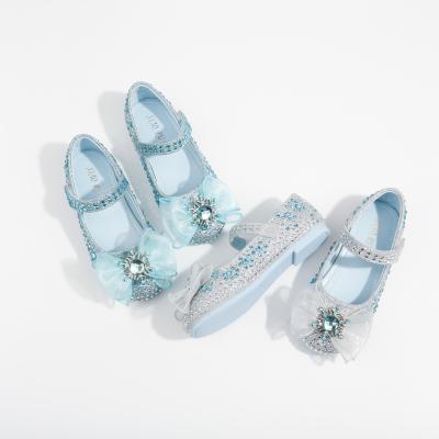 China VitaG Girls Round Elsa Princess Shoes 2021 Autumn New Children's Soft-soled Sequin Flats Little Girl Ballet Crystal Flats for sale