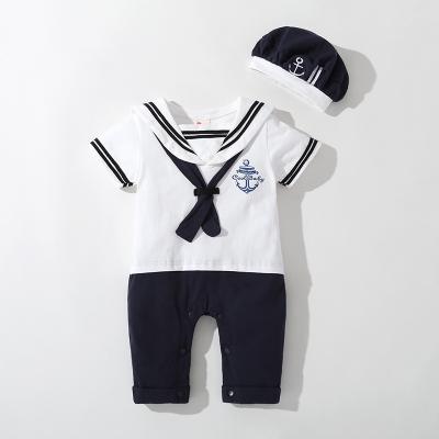 China VitaG Anti-Shrink Children's Summer Romper Baby Boy Navy Tie Romper+Two Tie Short Sleeve Clothing Set Dropshipping for sale