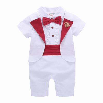 China VitaG Anti-Shrink Dropshipping 2021 New Baby Boy Rompers Gentleman Short Sleeve Boys Overalls Kids Clothes Romper for sale