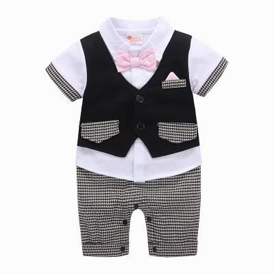 China VitaG Dropshipping Summer Baby Romper Overalls Newborn Gentleman Boy Anti-Shrink Clothes Short Sleeve Romper for sale