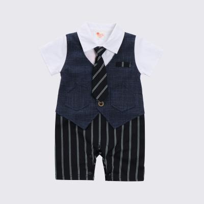 China VitaG Anti-Shrink Children's Clothing Newborn One-Piece Summer Baby Romper Gentleman's Tie Jumpsuit Baby Boy Jumpsuit Dropshipping for sale