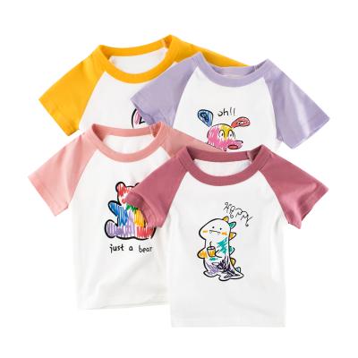 China VitaG Dropshippig Wholesale 2021 High Quality Compressed Kawaii Cartoon Print T-shirt Kid Clothes White Girl Top Tee for sale