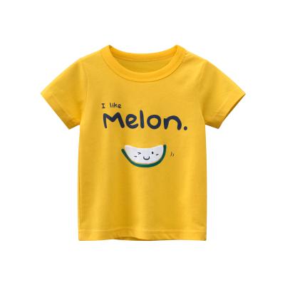 China Hot Sale 2021 Wholesale Anti-Shrink VitaG Dropshippig Summer Girls T-shirt Children Kids Tops New Clothes Fruit Pattern Top Tee for sale