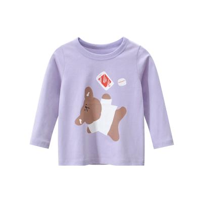 China Beautiful 100% Purple Color Girls T-shirt VitaG Dropshippig Kids Cotton Anti-shrink Autumn New Products Long Sleeves for sale