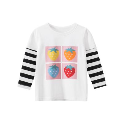 China VitaG Anti-Shrink No MOQ Dropshippig Wholesale New Boys Girls Clothes Long Sleeves Fruit Soft Kids T-shirt for sale