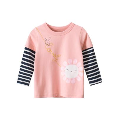 China Autumn Casual Outfit Child Girls Sleeve Cheap VitaG Dropshippig anti-shrink style new long sleeve love bear and flower T-shirts for sale